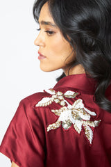 Ravena - Floral Broach Long Wrap Dress - Dress - Mizyana