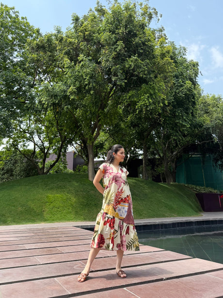 Raya Dress in Sol Garden print (Sandstone) - Dress - Mizyana
