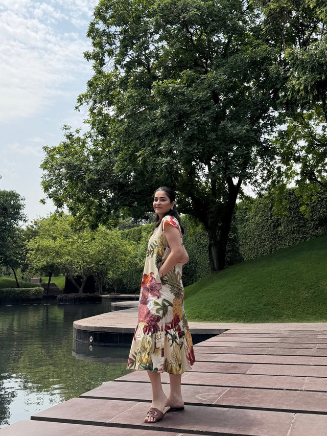 Raya Dress in Sol Garden print (Sandstone) - Dress - Mizyana
