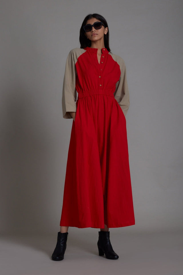 Red & Beige Sphara Jumpsuit - Jumpsuit - Mizyana