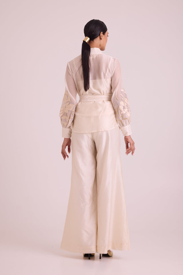 Reva - Blazer Wrap Top & Wide-Leg Pant - Two-Piece Set - Mizyana