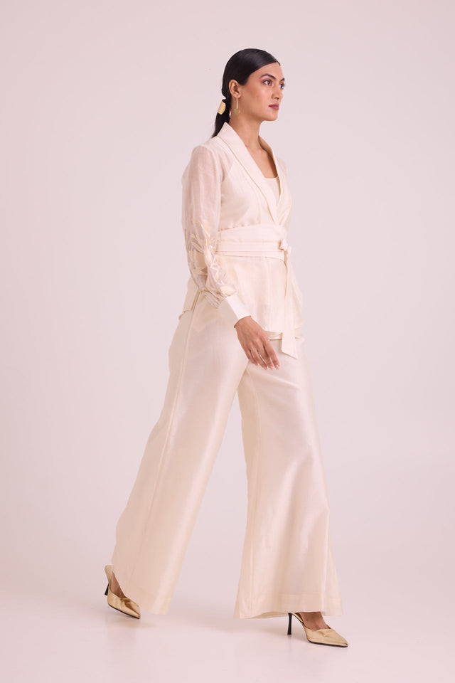 Reva - Blazer Wrap Top & Wide-Leg Pant - Two-Piece Set - Mizyana