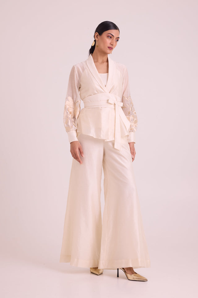 Reva - Blazer Wrap Top & Wide-Leg Pant - Two-Piece Set - Mizyana