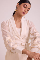 Reva - Blazer Wrap Top & Wide-Leg Pant - Two-Piece Set - Mizyana