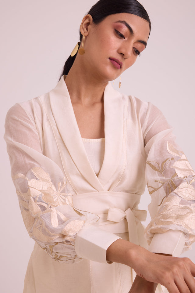 Reva - Blazer Wrap Top & Wide-Leg Pant - Two-Piece Set - Mizyana