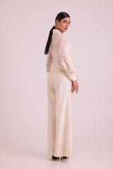 Reva - Blazer Wrap Top & Wide-Leg Pant - Two-Piece Set - Mizyana