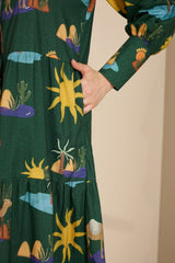 Riviera in Hidden Spring Print (Green) - Dress - Mizyana