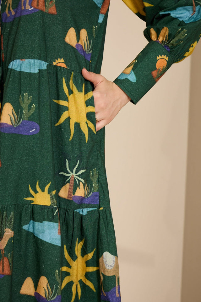 Riviera in Hidden Spring Print (Green) - Dress - Mizyana
