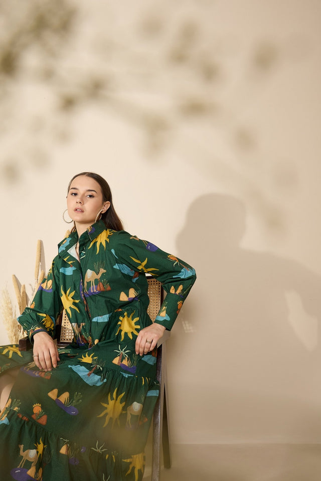 Riviera in Hidden Spring Print (Green) - Dress - Mizyana