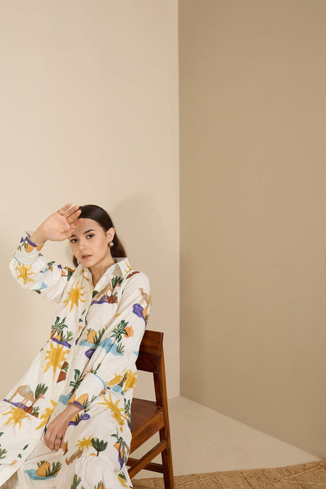 Riviera in Hidden Spring Print (White) - Dress - Mizyana