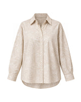 Rooh Greige Paisley Print Relaxed Cotton Shirt - Shirt - Mizyana