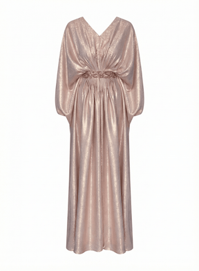 Rose Luxe Blush Pink Pleated Shimmer Kaftan - Kaftan - Mizyana