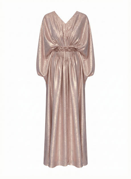 Rose Luxe Blush Pink Pleated Shimmer Kaftan - Kaftan - Mizyana