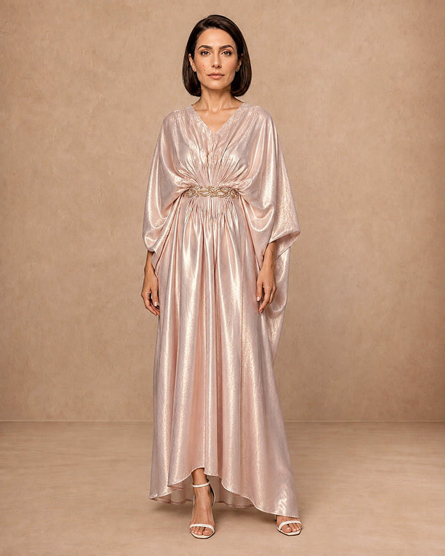 Rose Luxe Embellished Belt Kaftan - Kaftan - Mizyana