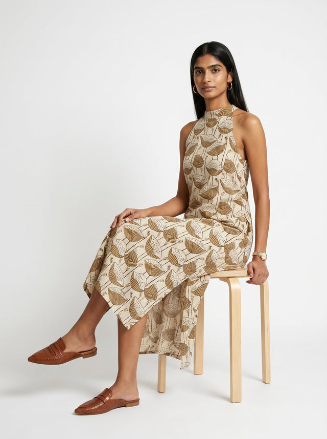 Rue Beige Cotton Dress - Dress - Mizyana