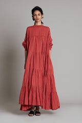 Rust Ribbed Vena Dress - Dress - Mizyana