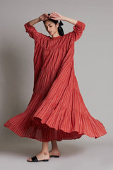 Rust Ribbed Vena Dress - Dress - Mizyana