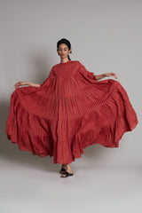 Rust Ribbed Vena Dress - Dress - Mizyana