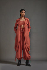 Rust Safari Cargo Trench Set - Two-Piece Set - Mizyana