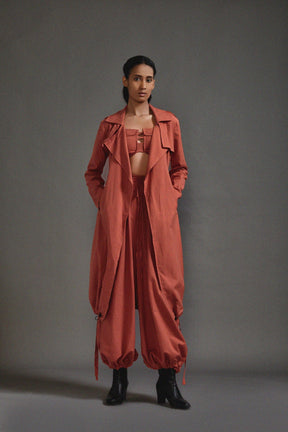 Rust Safari Cargo Trench Set - Two-Piece Set - Mizyana