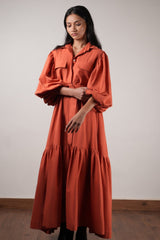 Rust Shirt Kaavya Dress - Dress - Mizyana