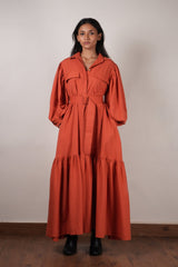 Rust Shirt Kaavya Dress - Dress - Mizyana