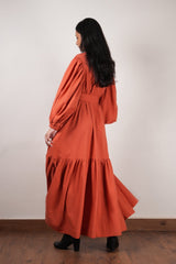 Rust Shirt Kaavya Dress - Dress - Mizyana