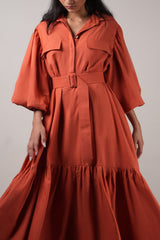 Rust Shirt Kaavya Dress - Dress - Mizyana