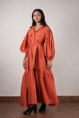 Rust Shirt Kaavya Dress - Dress - Mizyana