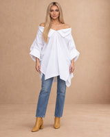 Sabu White Wide-Collar Cotton Tunic - Tunic - Mizyana