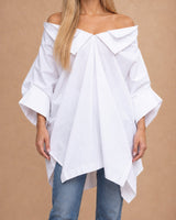 Sabu White Wide-Collar Cotton Tunic - Tunic - Mizyana