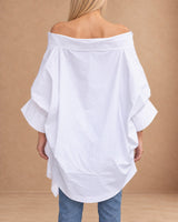 Sabu White Wide-Collar Cotton Tunic - Tunic - Mizyana
