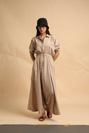 Sand Collar Sphara Jumpsuit - Jumpsuit - Mizyana