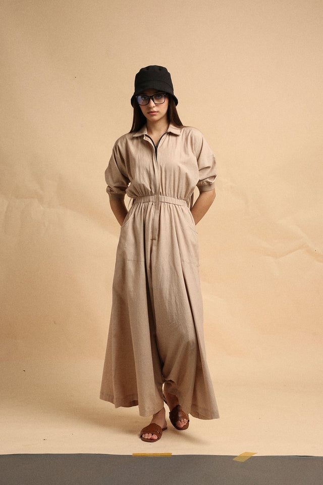 Sand Collar Sphara Jumpsuit - Jumpsuit - Mizyana