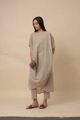 Sand Rib Mul Cowl Tunic Co-Ord Set (2 PCS) - Co-ord Set - Mizyana