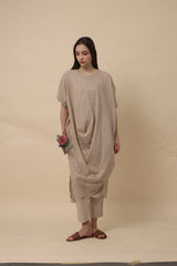 Sand Rib Mul Cowl Tunic Co-Ord Set (2 PCS) - Co-ord Set - Mizyana
