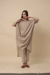 Sand Rib Mul Cowl Tunic Co-Ord Set (2 PCS) - Co-ord Set - Mizyana