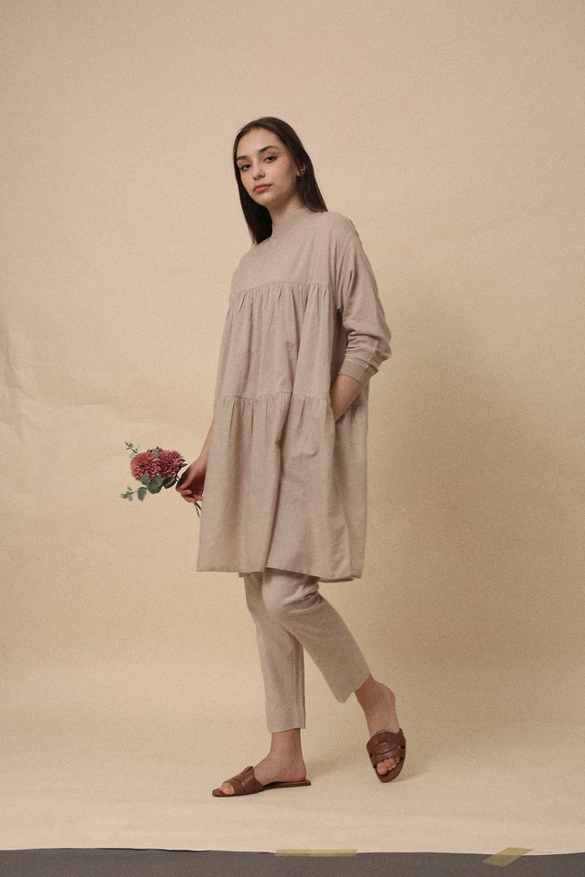 Sand Rib Mul Vena Co-Ord Set (2 PCS) - Co-ord Set - Mizyana