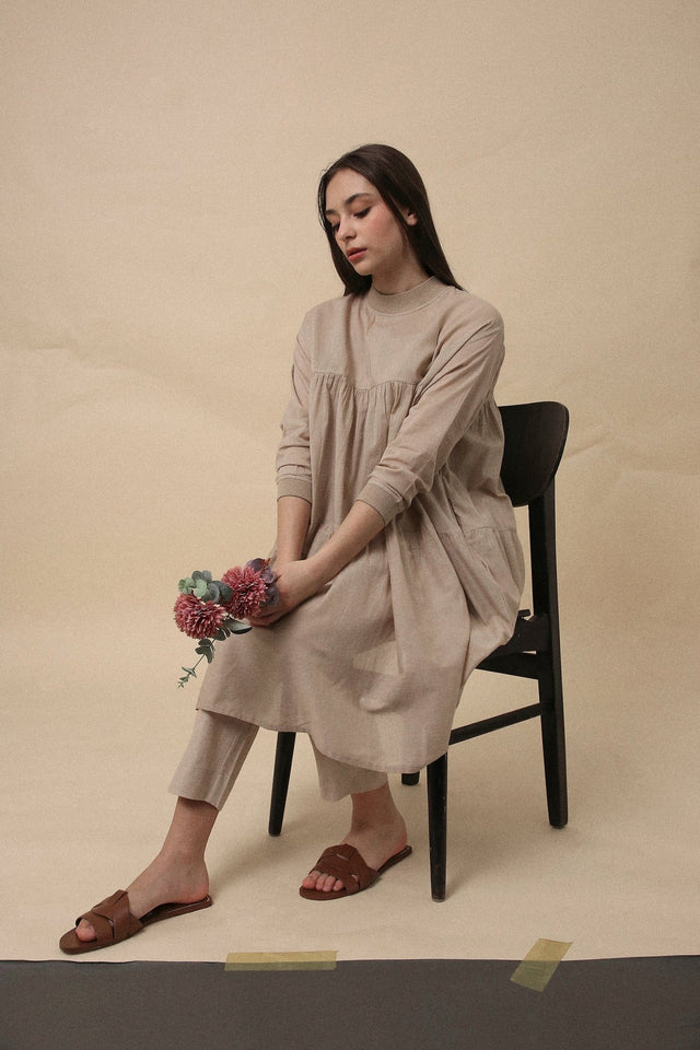 Sand Rib Mul Vena Co-Ord Set (2 PCS) - Co-ord Set - Mizyana