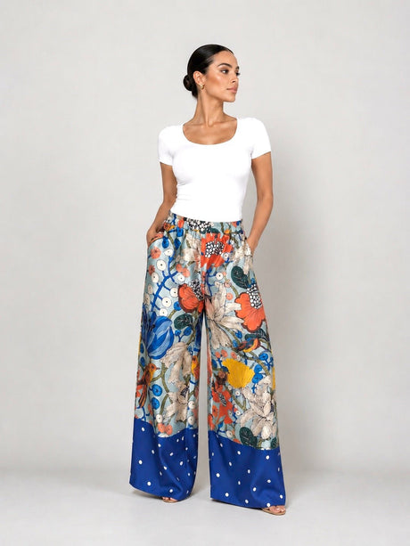 Santorini Satin Pants - Trousers - Mizyana