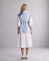Sarabi Oceanic Blue Print Denim Jacket and Poplin Dress Two-Piece Set - Two-Piece Set - Mizyana