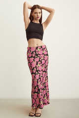 Satin Flared Skirt - Floral - Swim Cover-Up - Mizyana