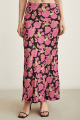Satin Flared Skirt - Floral - Swim Cover-Up - Mizyana