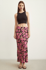 Satin Flared Skirt - Floral - Swim Cover-Up - Mizyana