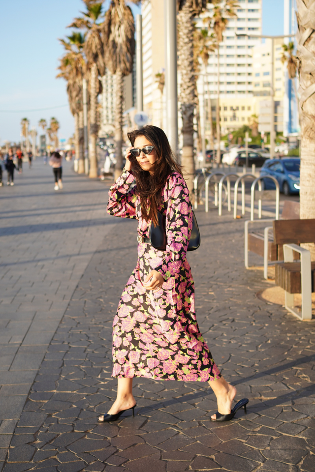 Satin Flared Skirt - Floral - Swim Cover-Up - Mizyana