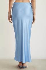 Satin Flared Skirt - Light Blue - Skirt - Mizyana