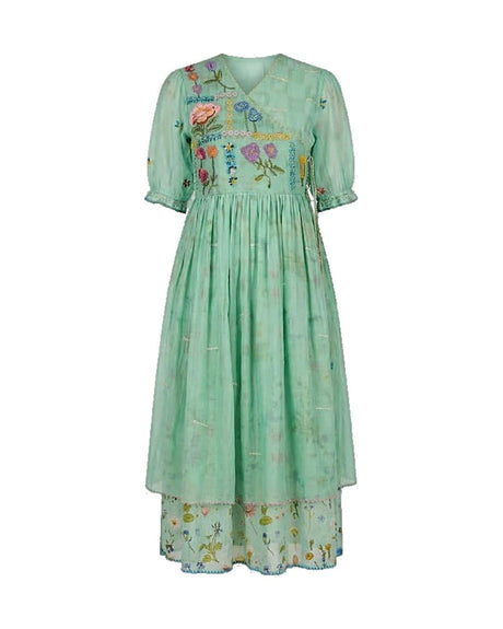 Seaglass Beaded Cotton Wrap Dress - Wrap Dress - Mizyana