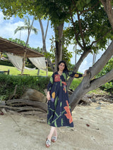 Selene Dress in Sorrento Bloom Print (Endless Blue) - Dress - Mizyana