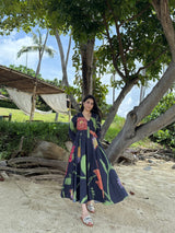 Selene Dress in Sorrento Bloom Print (Endless Blue) - Dress - Mizyana