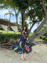 Selene Dress in Sorrento Bloom Print (Endless Blue) - Dress - Mizyana